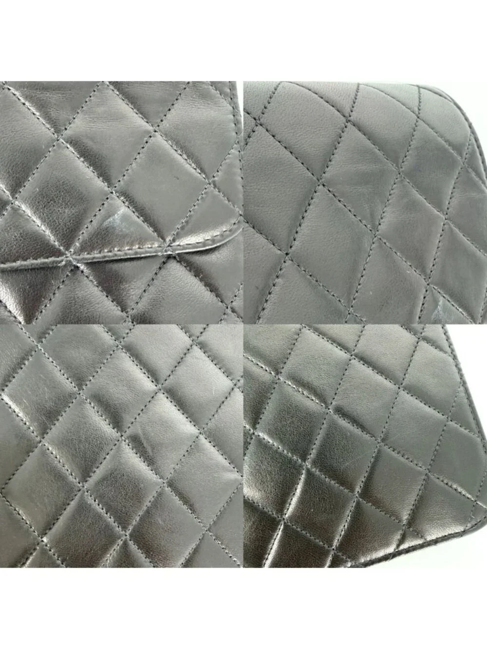 Chanel Shoulder Bag Quilted CC Logo Push Lock Crossbody Lambskin Black Gold
